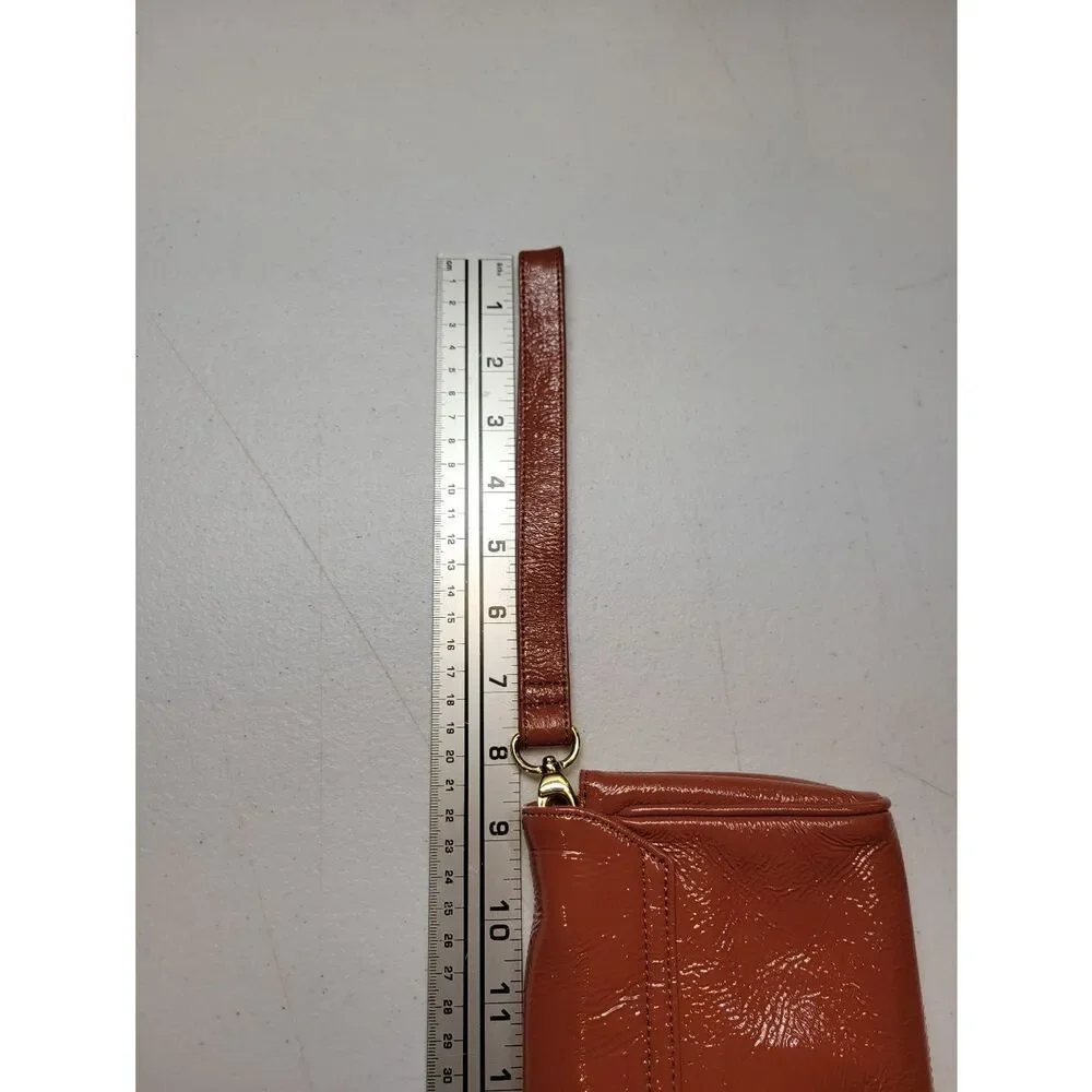 Hobo International Apricot Patent Leather Clutch Bag Small Rectangle Fold over